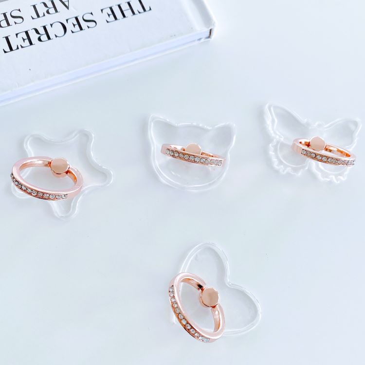 Rose gold diamond ring stand transparent acrylic ring stand transparent diamond ring buckle phone stand