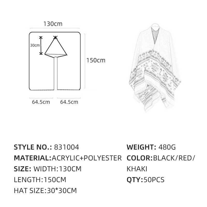 Hat Knit Cape Women Woven Warm Double-Sided Shawl Autumn Winter New Air Conditioning Shawl