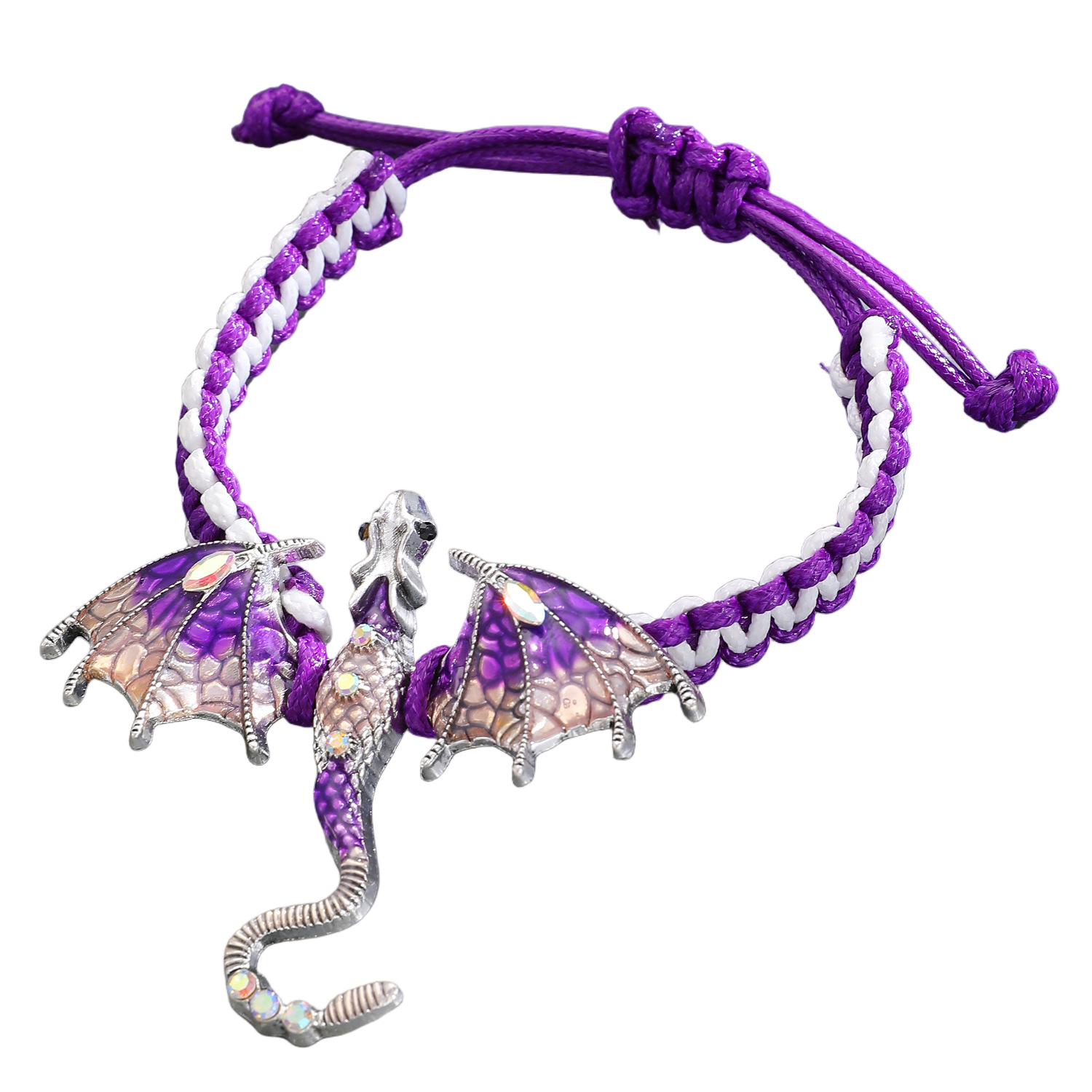 Niche Enamel Dragon Handwoven Bracelet Diamond Inlay Flying Dragon Rope Bracelet Men