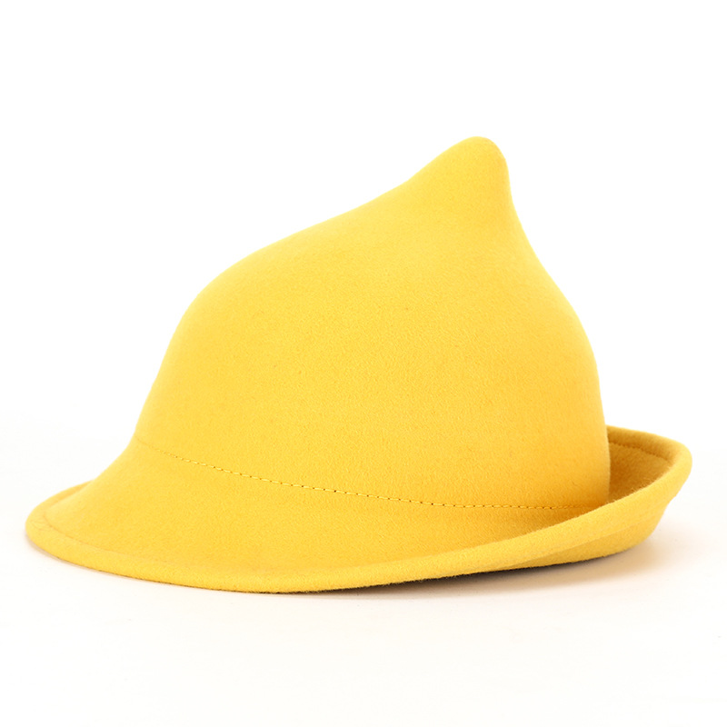 Magic Hat Wizard Hat Felt Hat Halloween Stage Costume Rolled Brim Wool Witch Hat 54-57cm