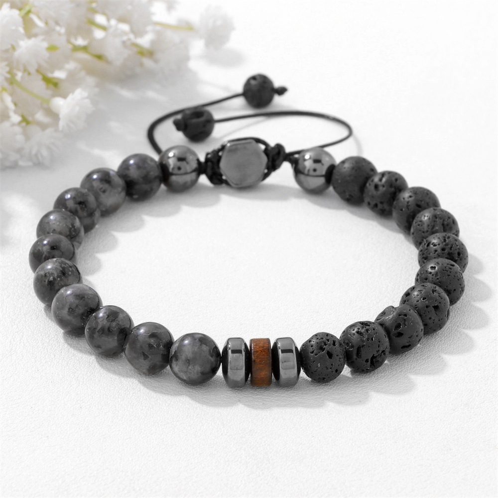 OZON bracelet for men volcanic stone black onyx drawstring business gift couple bracelet