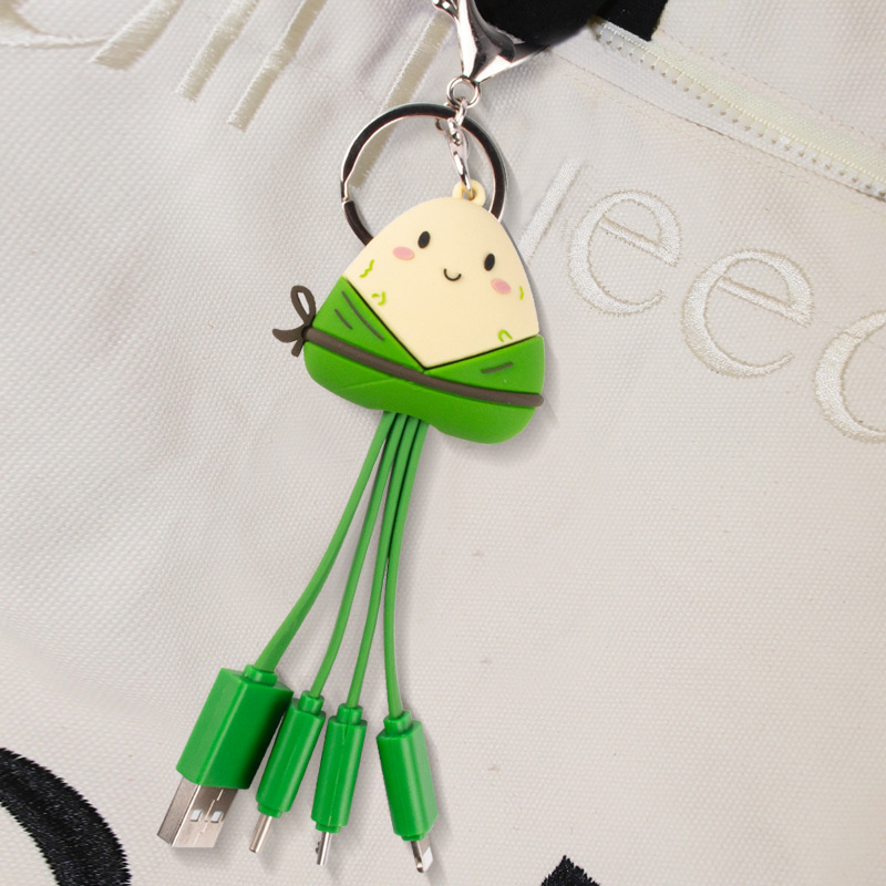 Zongzi Data Cable Cultural Creative Dragon Boat Festival Gift 3-in-1 Cute One-drag-three Key Zongzi Charging Cable
