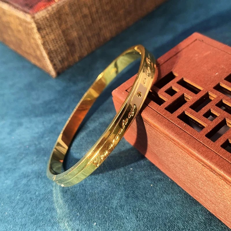 520 couple sand gold tight curse bracelet copper gold-plated live mouth如意 gold hoop stick ring set national style