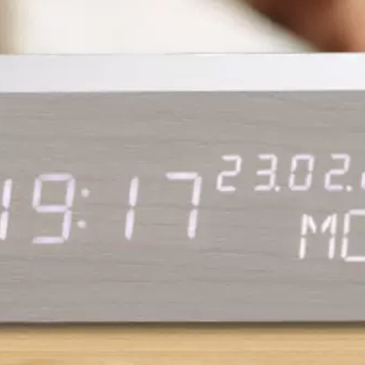 Rectangular perpetual calendar wooden clock desktop LED electronic voice-controlled wooden clock, student wake-up clock