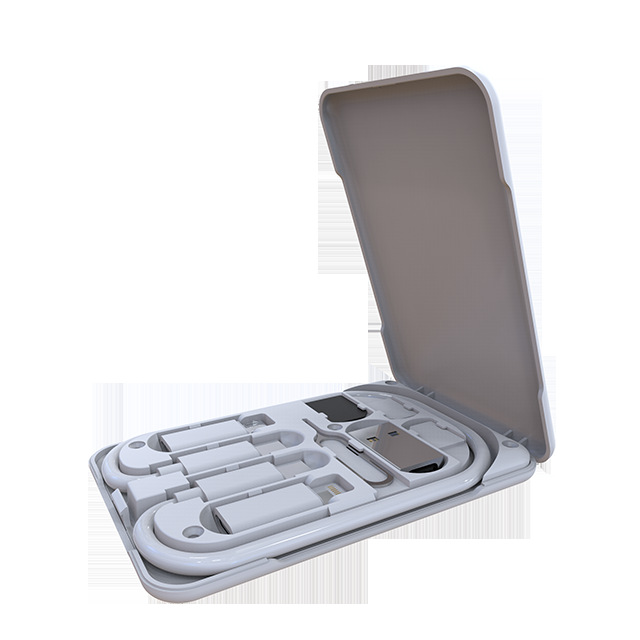 Travel Portable Data Cable Storage Box Organizer Adapter Charging Cable with Phone Stand Function Fast Charging