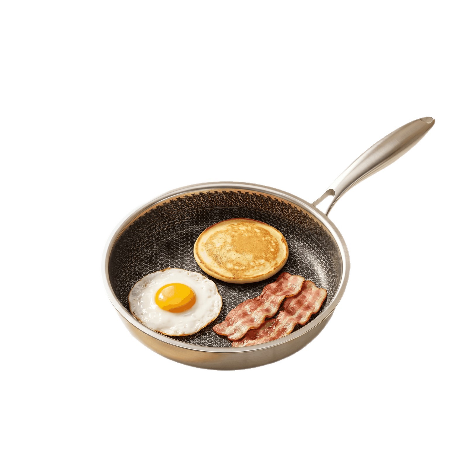 Stainless steel honeycomb frying pan double-sided steak egg pan uncoated frying pan smokeless induction cooker German gas stove pan