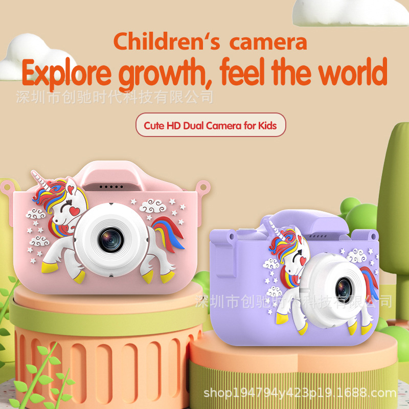 X10s Unicorn Children's Camera Digital Mini Camera HD Dual Camera Toy Gift