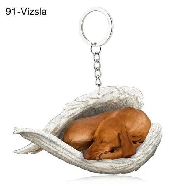 Simple Style Dog Cat Sleep Angel Pendant Backpack Keychain Car Keychain Animal Pet Decoration