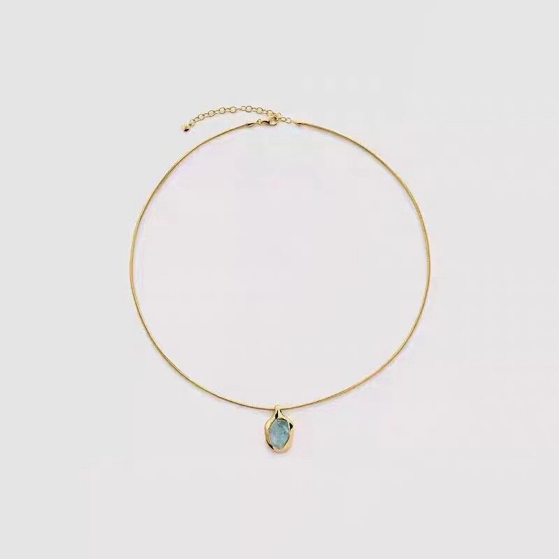 Monica Flowing Light Gem Natural Aquamarine Niche Gift Bracelet New