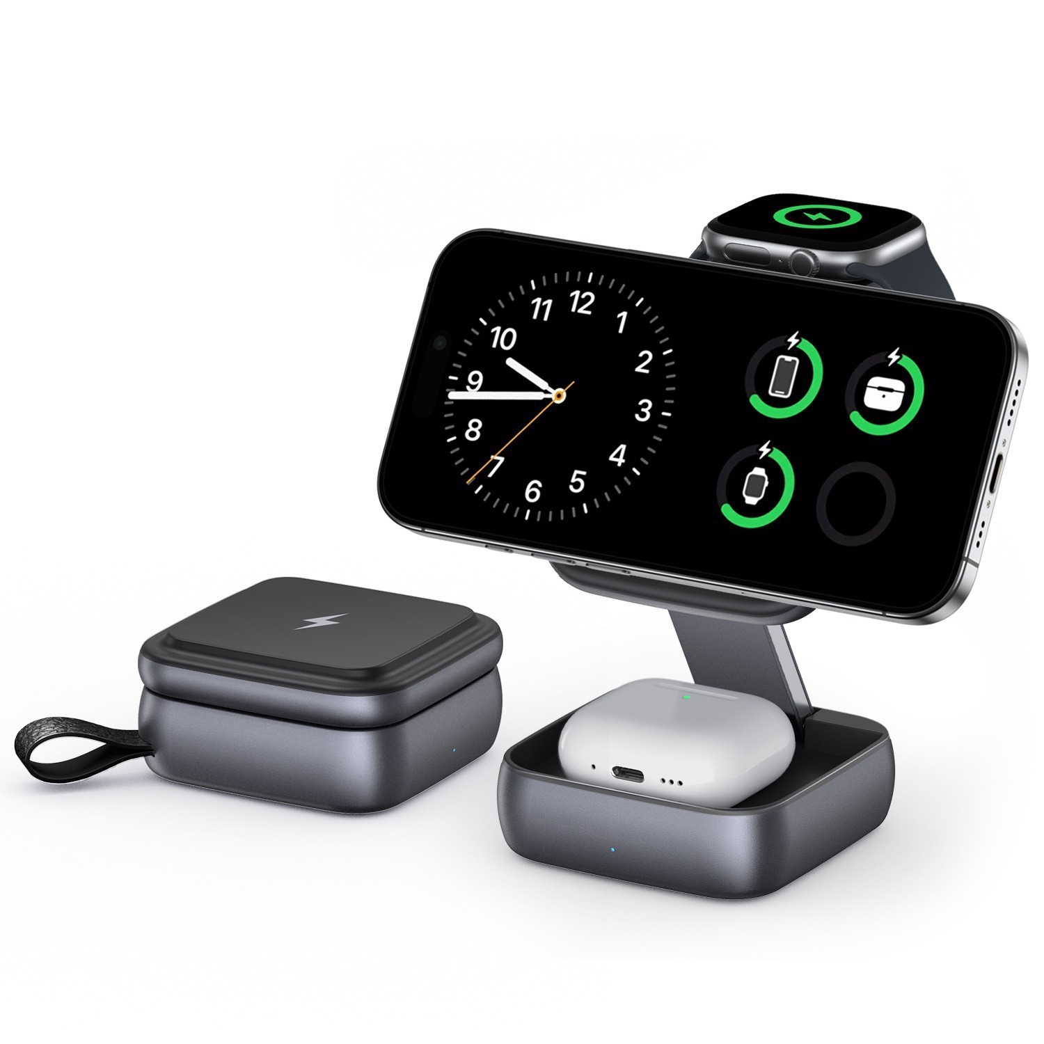 New folding magnetic three-in-one bedside desktop phone charging stand wireless charger phone charger