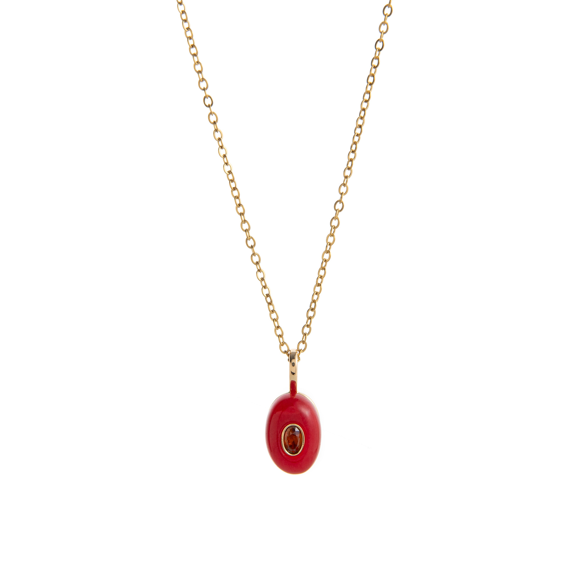 Titanium steel plated 18k gold natural stone rhinestone teardrop necklace multi-color accessory