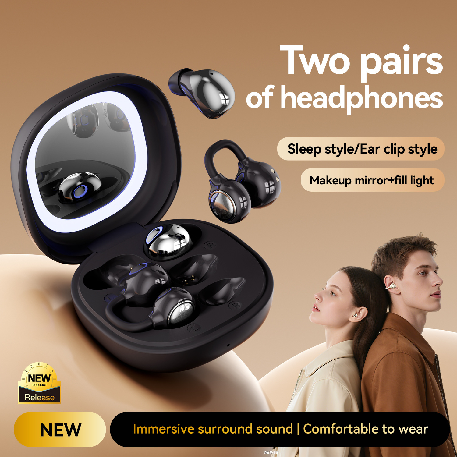New Product M165 Clip Ear Space Capsule High Sound Quality Low Latency Long Battery Life Private Mold Wireless Bluetooth Earphone