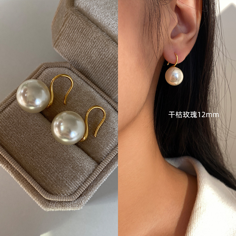 925银 · 干枯玫瑰-12MM【S925银-金色耳钩】