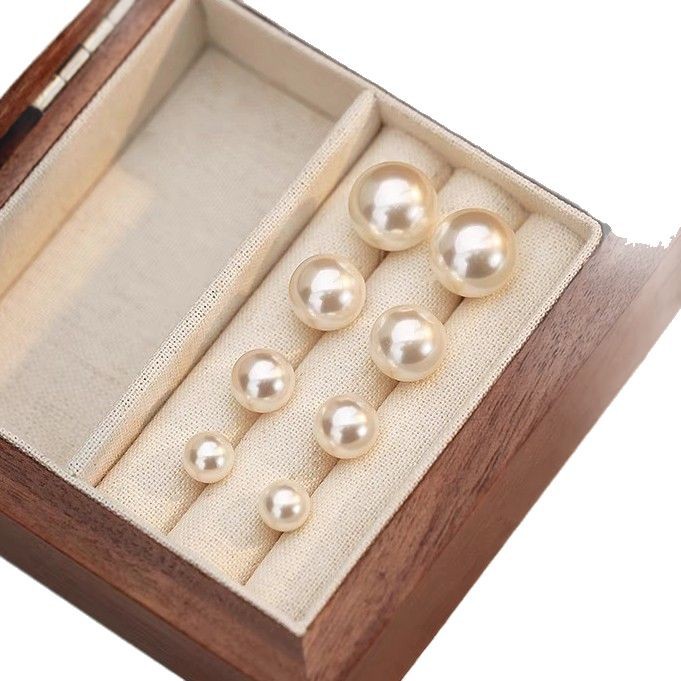 Natural mother-of-pearl pearl stud earrings 999 sterling silver 202 new round strong light pearl earrings for women