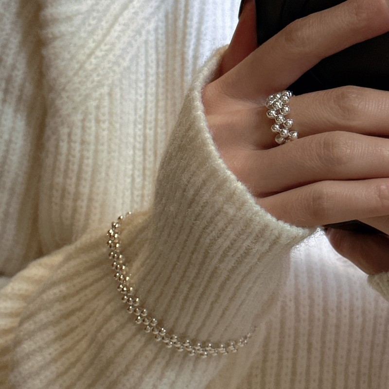 925 sterling silver basic handmade woven strap ring INS style ring