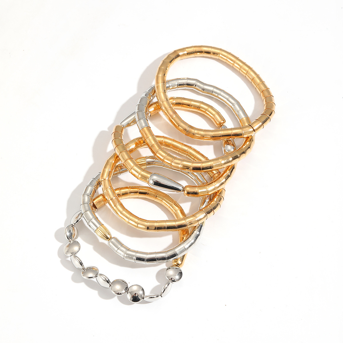 ZA exaggerated multi-layer handmade woven necklace bracelet set gold silver color stacking design 2-piece set