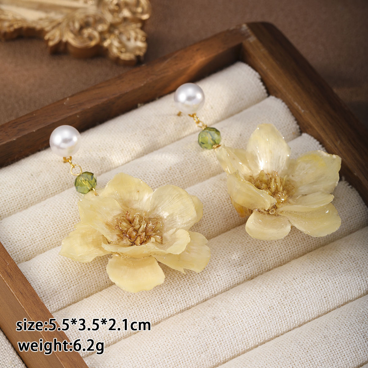 NALA New Chinese Style Flower Earrings Pearl Resin Earrings Niche Earrings