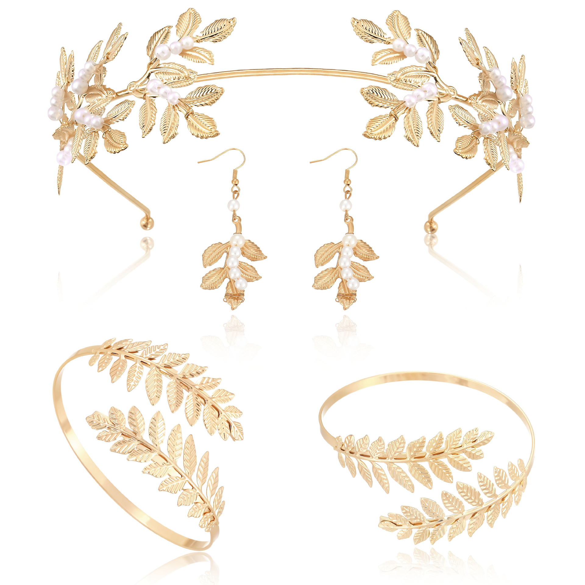 New Hair Accessory Gold Leaf Pearl Headband Accessory