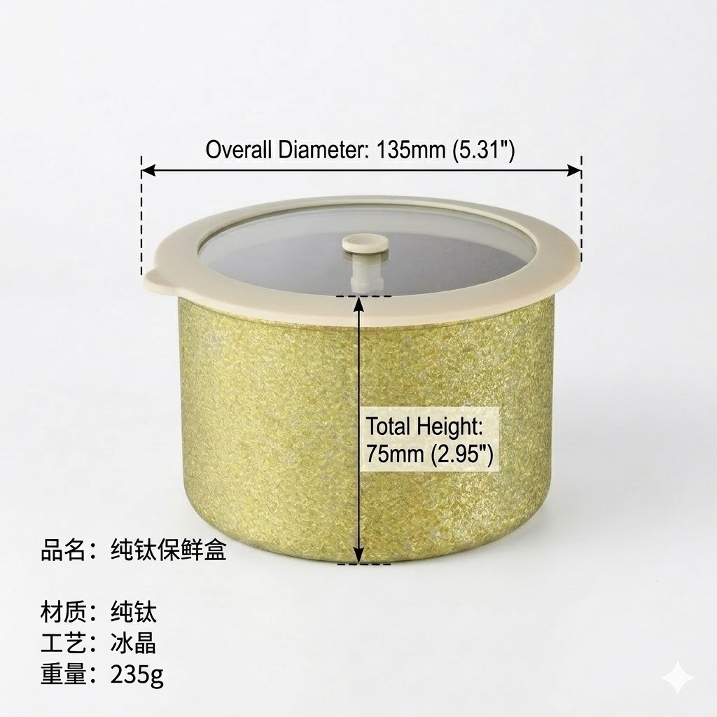 New office worker lunch box lightweight antibacterial anti-mold titanium lunch box outdoor portable pure titanium crystal fresh-keeping box