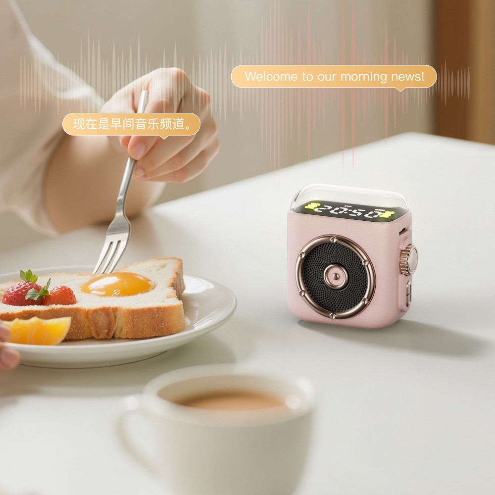New P6 Wireless Bluetooth Small Speaker Magnetic Clip Clock Display Speaker Gift Speaker Print LOGO