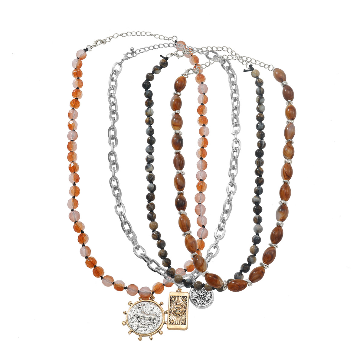 ZA big brand multi-layer alloy bead necklace beach style summer collarbone chain bohemian style