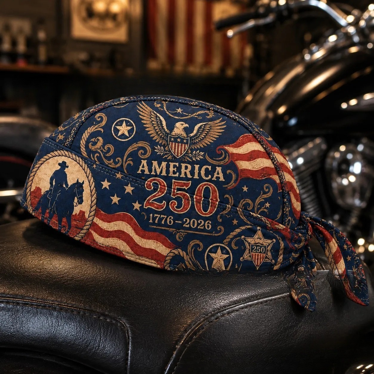 250 Cycling Pirate Hat Biker Headwrap Anniversary Motorcycle Headwrap