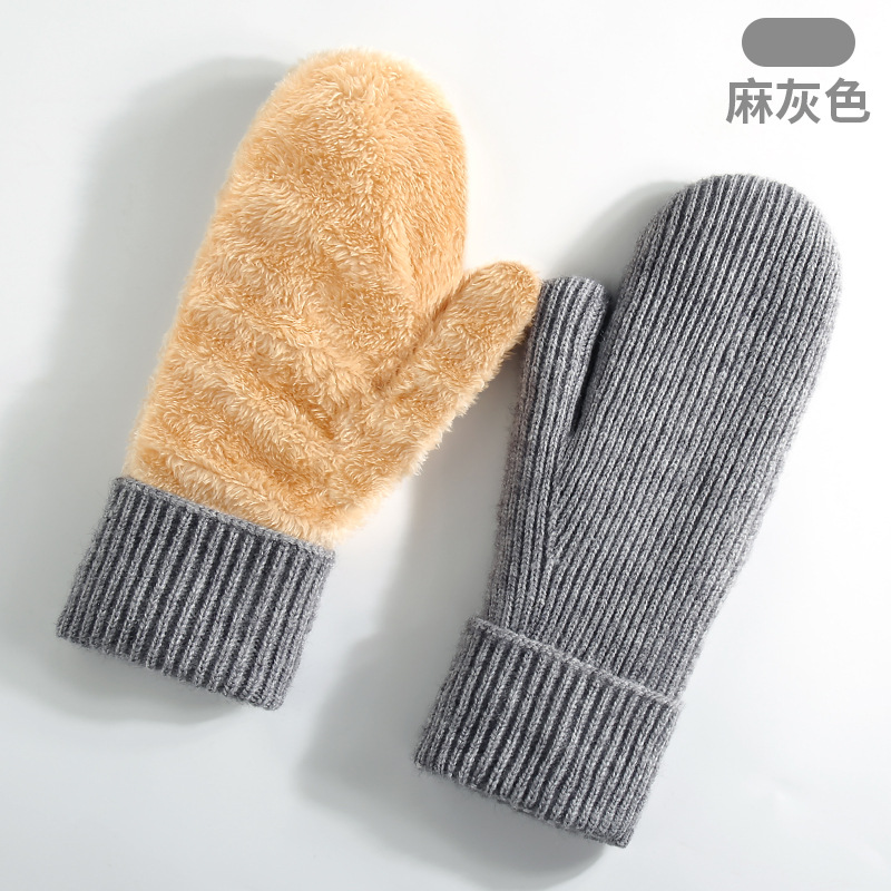New Winter Warm Gloves Women Fleece-Lined Thick Mittens Cycling Skiing Wool Mittens Knitted Gloves