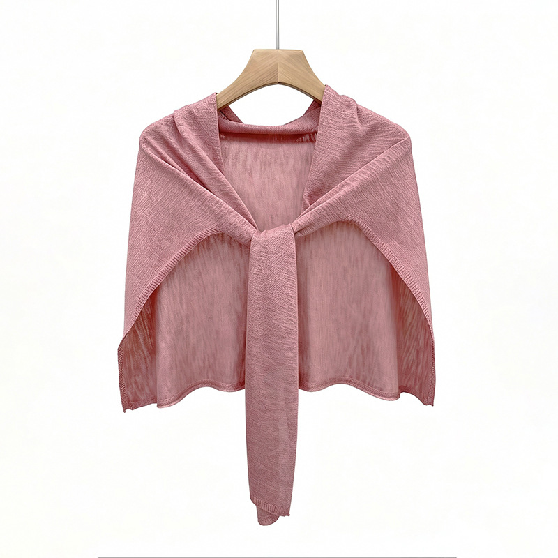 Summer thin sun-protection knot outer cardigan air-conditioned room solid color bamboo knot linen plus wide shawl