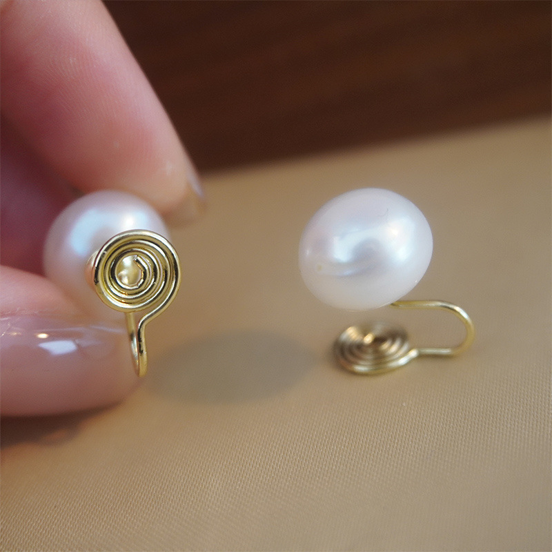 Natural Freshwater Pearl Earrings New Simple Flight Attendant Ear Clips 925 Sterling Silver Earrings for Women