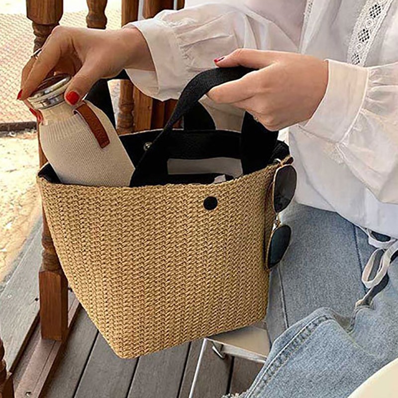 2025 New Beach Summer Seaside Vacation Summer Pastoral Style Woven Bag Handheld Woven Bag Women