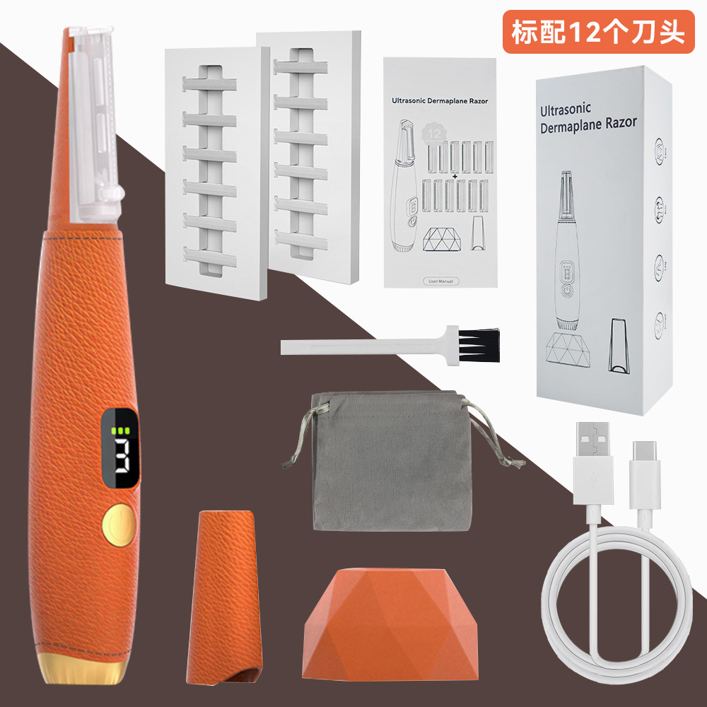 New Hair Removal Device with Light, Electric Ultrasonic Razor for Women, Eyebrow Trimmer, Gentle Facial Hair Remover