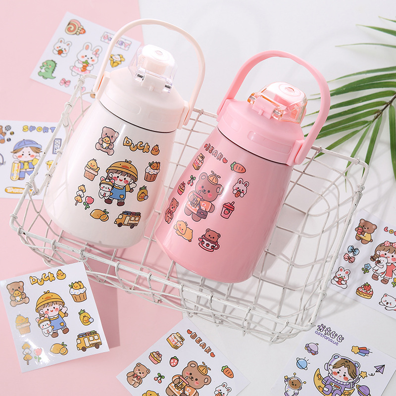 Cute sticker cartoon thermos cup sticker hand account phone sticker student water cup transparent PVC sticker