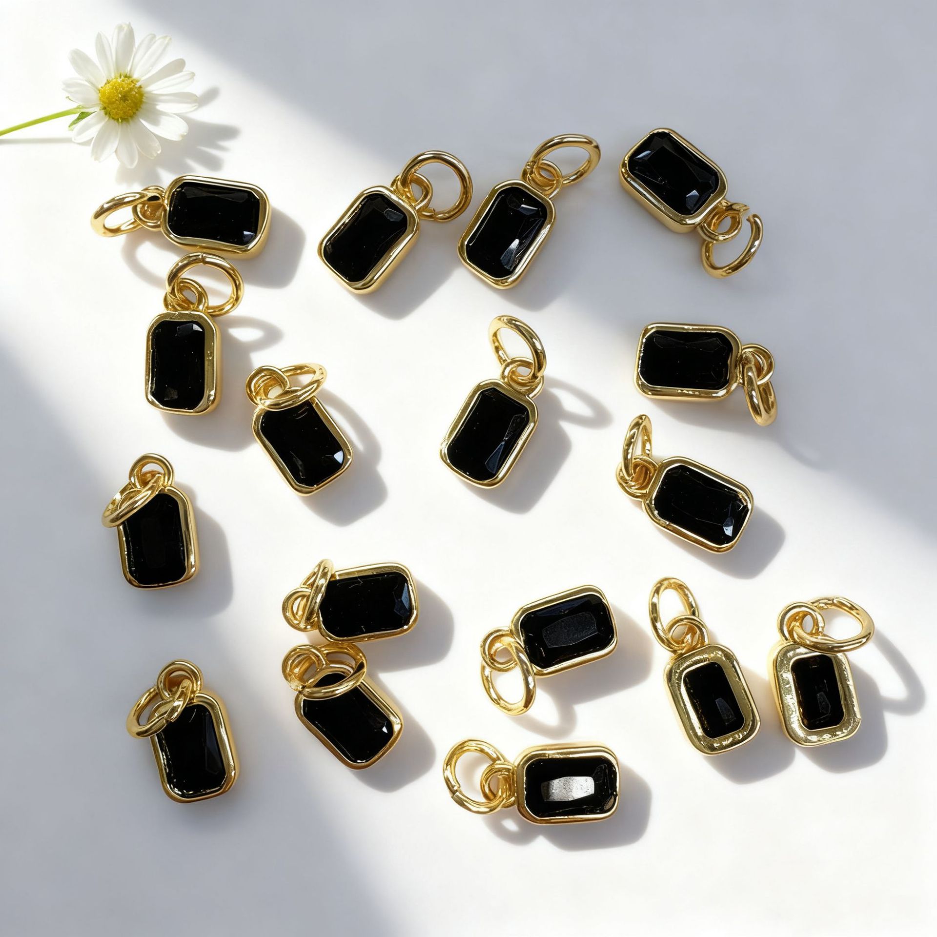 Niche simple colored zircon rectangular small pendant bracelet necklace earring pendant accessories materials handmade jewelry