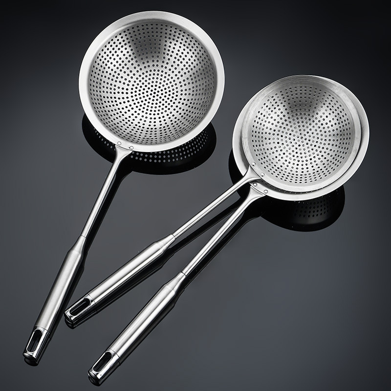 201 stainless steel slotted spoon household kitchen noodle spoon dense hole slotted spoon filter mesh frying strainer large size skimmer