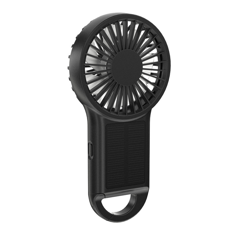 Portable outdoor solar hanging buckle mini small fan backpack登山扣 USB rechargeable handheld high-speed fan