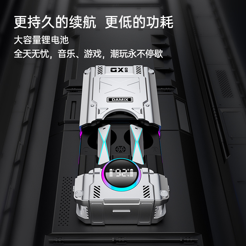 Strict selection DX08 wireless Bluetooth earphone mechanical metal sense TWS noise reduction digital display power bank long battery life e-sports style