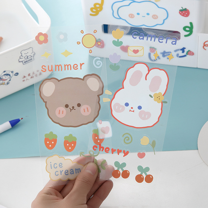 Cartoon transparent PVC sticker storage box waterproof sticker cute girl sticker thermos cup sticker crystal sticker