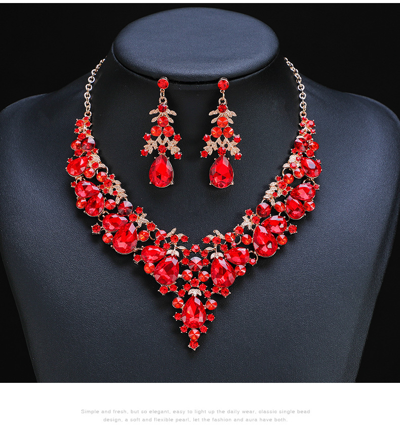2022 New Necklace Set Women Two-Piece Alloy Elegant Bride Dress
