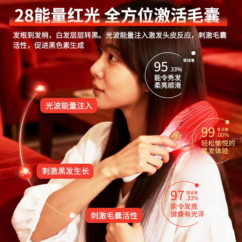 New Black Technology Hair Nourishing Comb Improves White Hair Massage Comb Nourishing Black Red Blue Light Hair Growth Instrument Hair Care Laser Comb