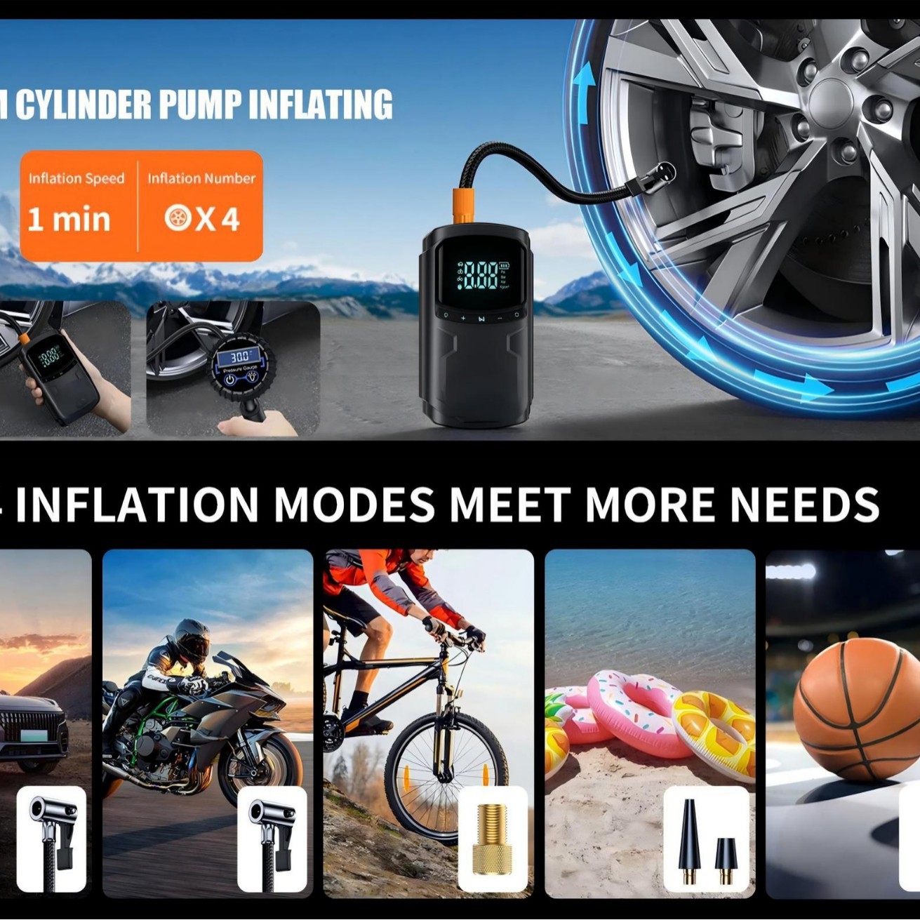 Car Emergency Start Power Supply Vehicle-Mounted Inflator Pump Integrated Machine Multi-Function Large Capacity Jump Starter