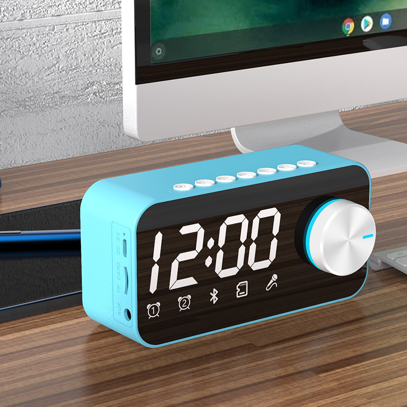 New Bluetooth Speaker Smart Clock Alarm Small Speaker Wireless Portable Outdoor Bass Loud Volume