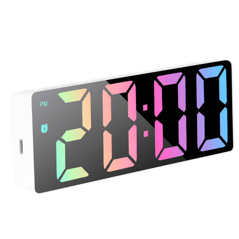 Colorful Mirror LED Clock Electronic Clock Simple Desktop Ornament Large Screen Digital Clock Electronic Alarm Clock