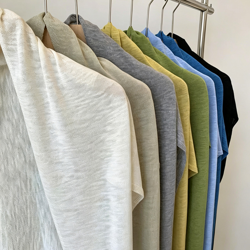 Summer thin sun-protection knot outer cardigan air-conditioned room solid color bamboo knot linen plus wide shawl