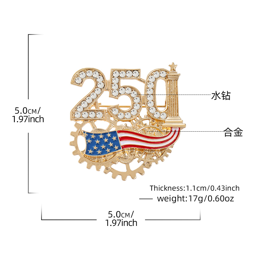 2026 US Founding 250th Anniversary Commemorative Brooch Independence Day Patriotic Medal Corsage Accessory