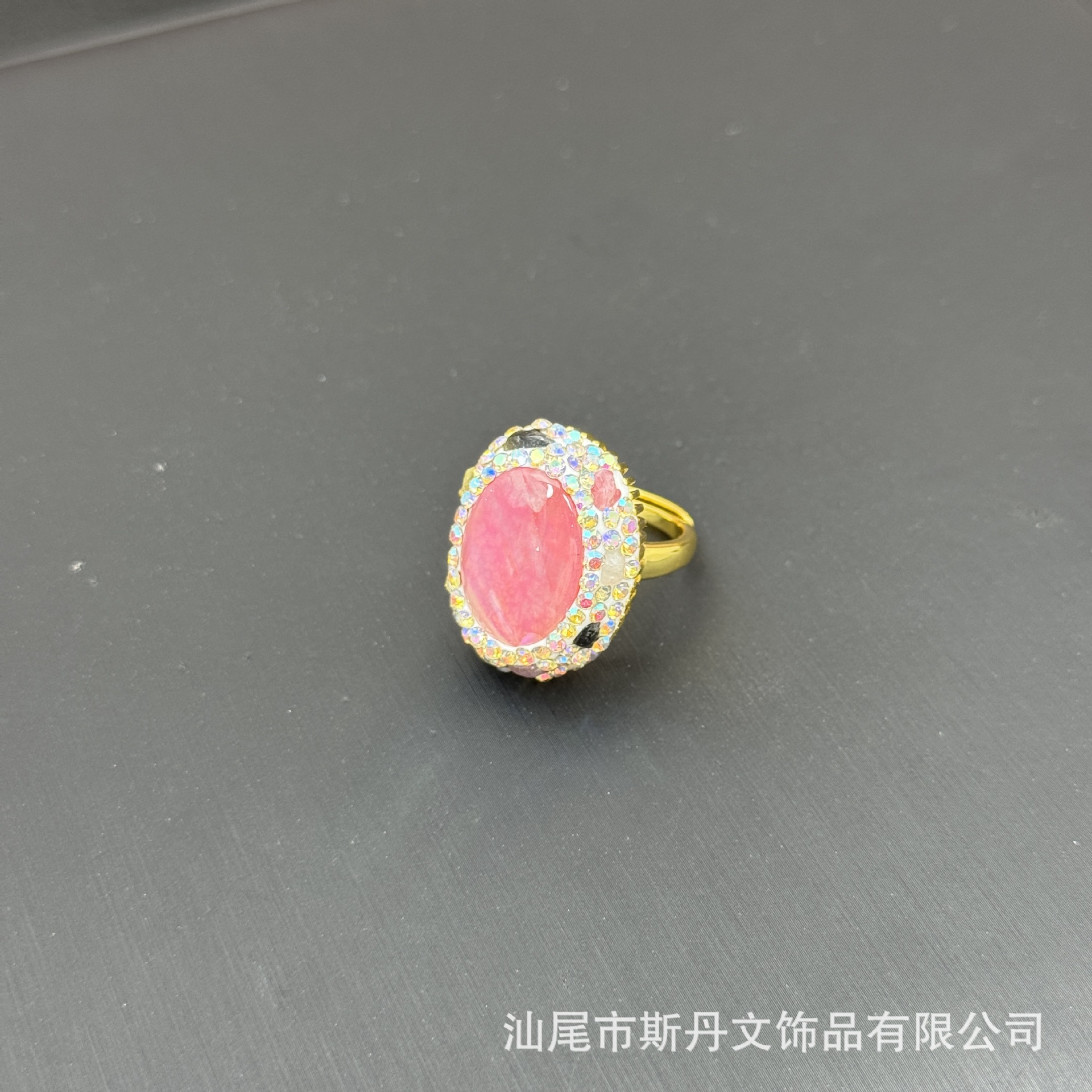 New Natural Colorful Shell Inlaid Raw Stone Ring Accessories Ring Handcrafted Diamond Inlay