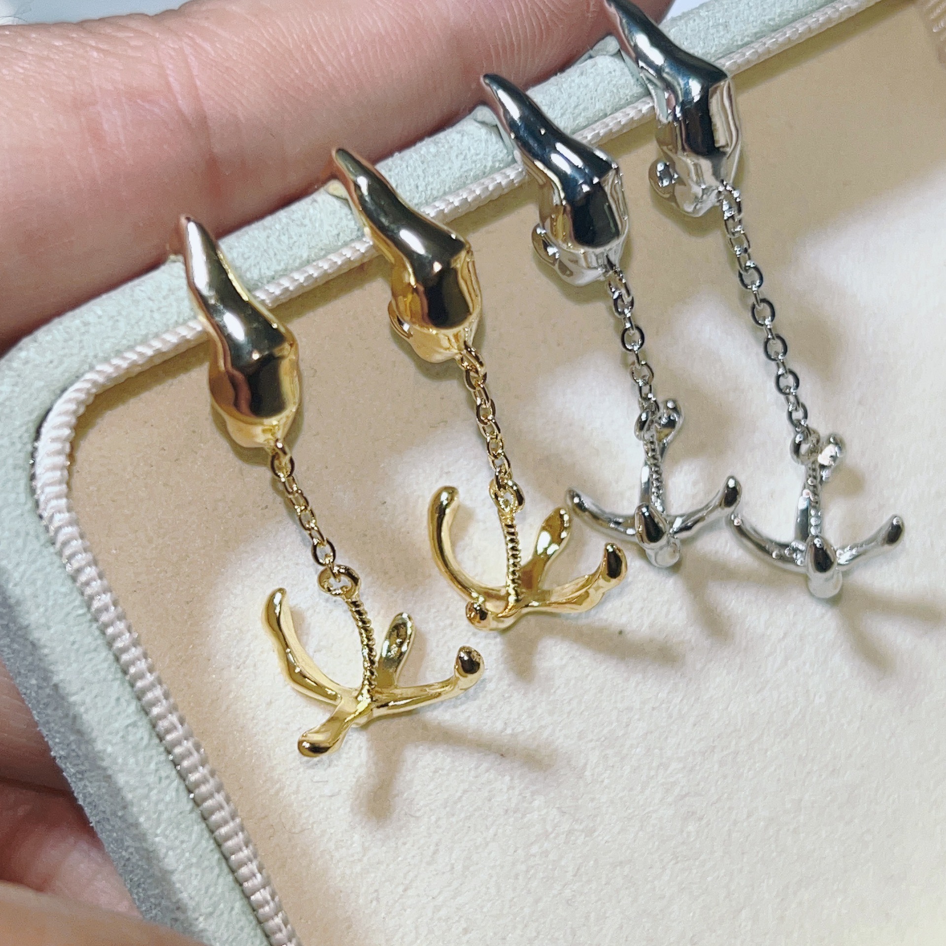 Real Gold Electroplated 18K Gold-Plated Zircon Pearl Earrings Empty Mount Natural Mother-of-Pearl Handmade DIY Pearl Earrings Accessories for Women