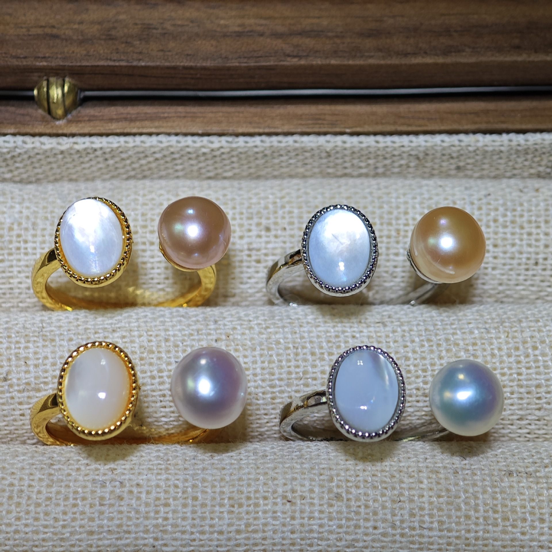 2026 New Butterfly Simple Open Ring Real Gold Electroplated Natural Freshwater Pearl Open Ring Live Stream Hot
