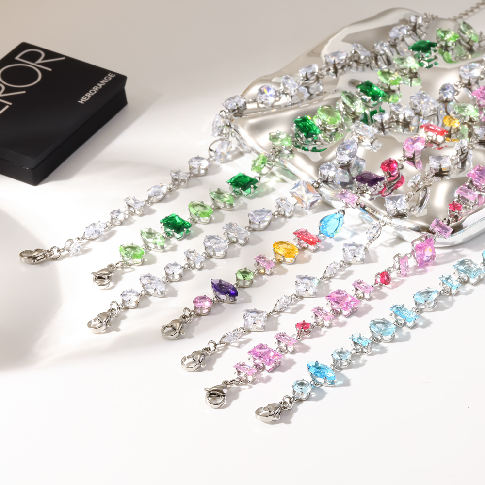 Ding Duo crystal bracelet dopamine colorful bangle stainless steel bracelet
