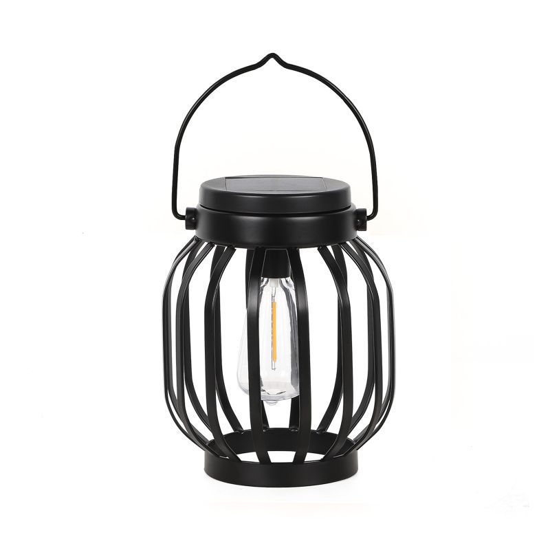 New solar tungsten filament light手提灯 iron art lantern hanging light outdoor camping portable lawn garden light