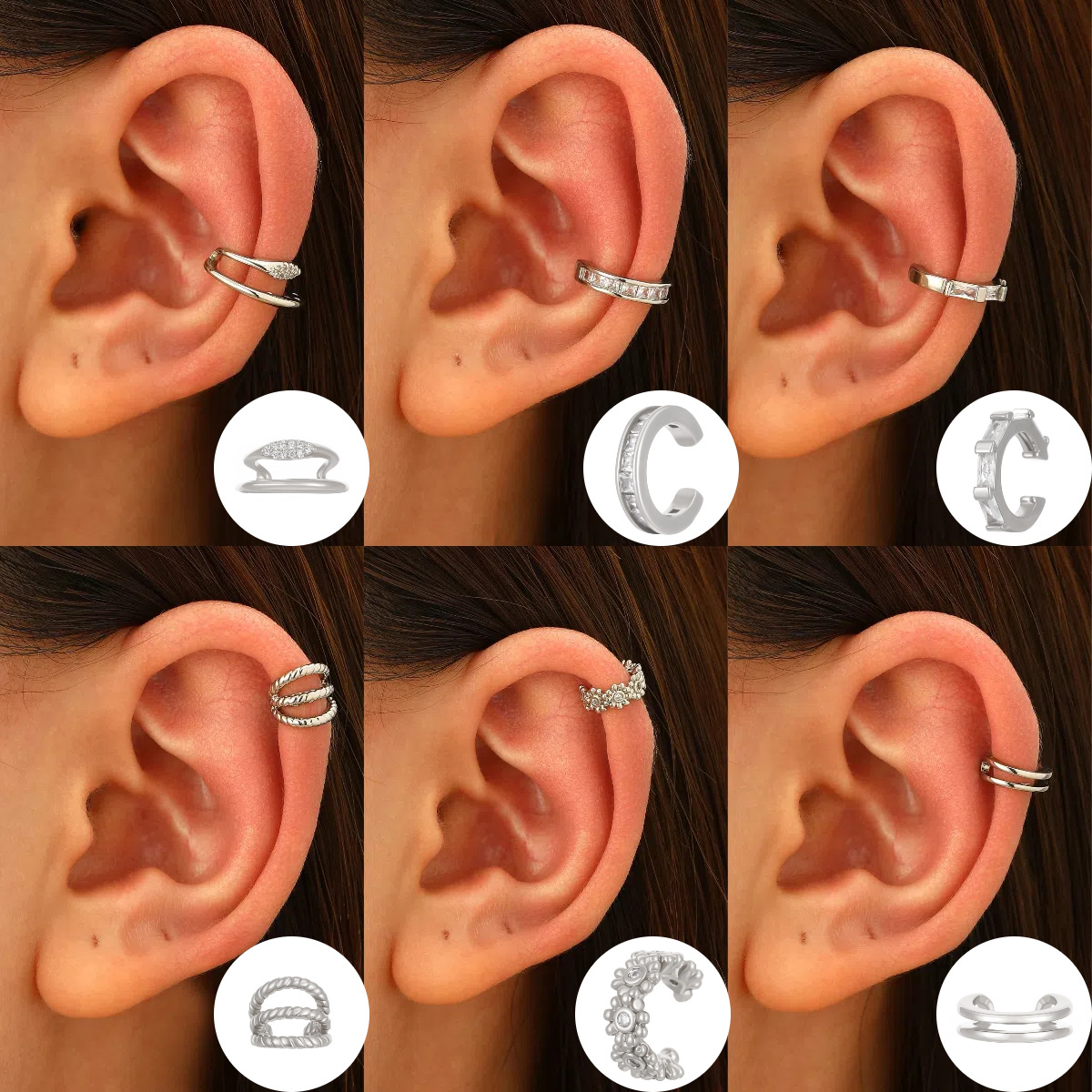 Ear Clip No Hole Ear Bone Clip No Piercing Women Simple Zircon Earrings